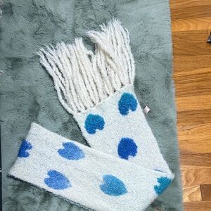 Cream, cozy Scarf with 🩵 hearts